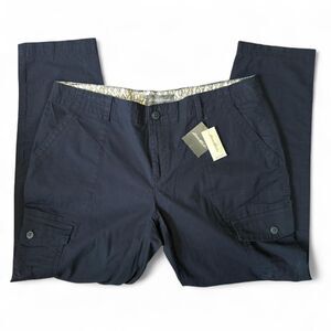 Eddie Bauer NWT Soft Cotton Rip-Stop Cargo Ankle Pants in Navy size 16